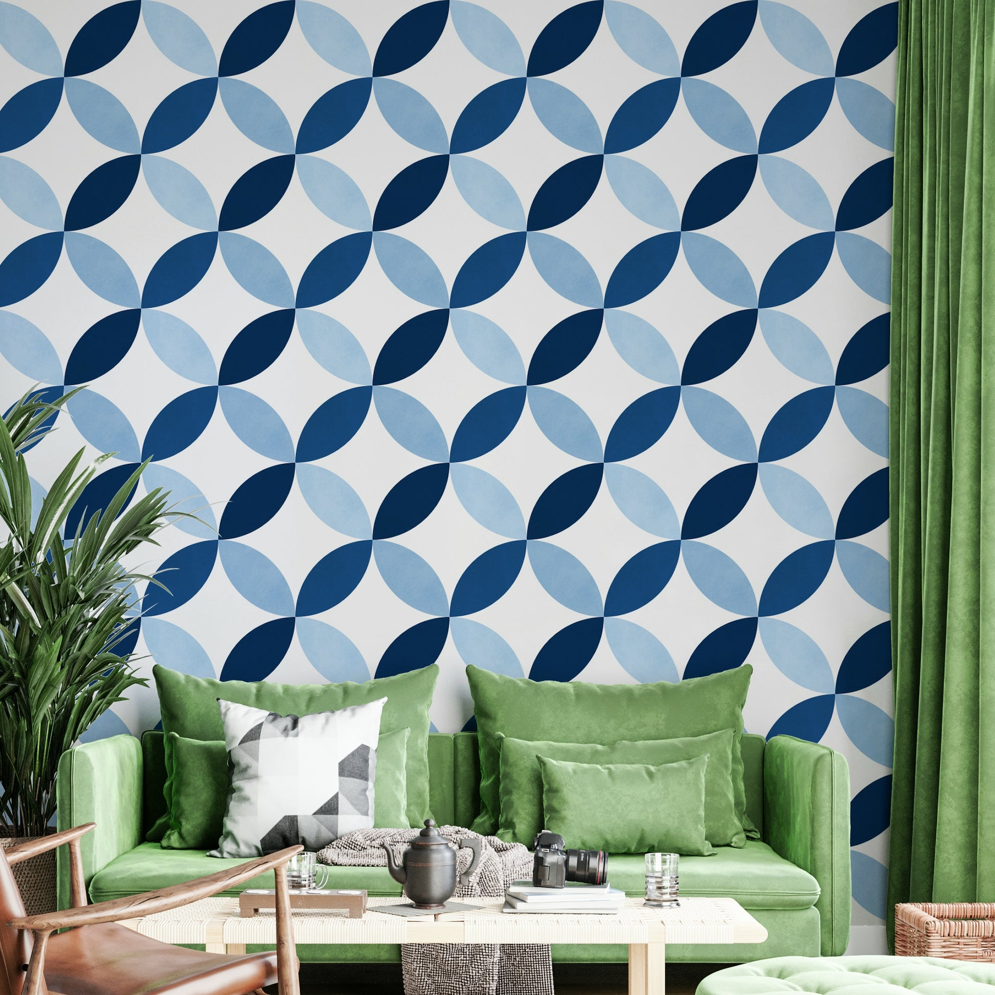 The mural gives a feeling of modern design.

