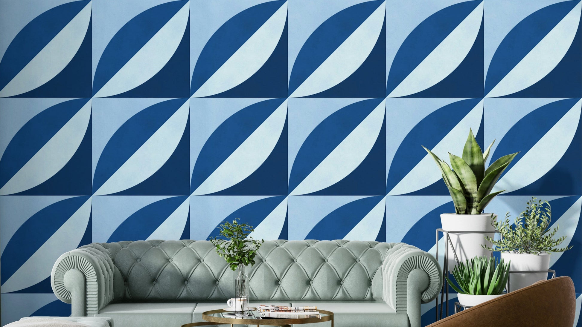 The colors are ocean-inspired tones of blue, turquoise, and white.

