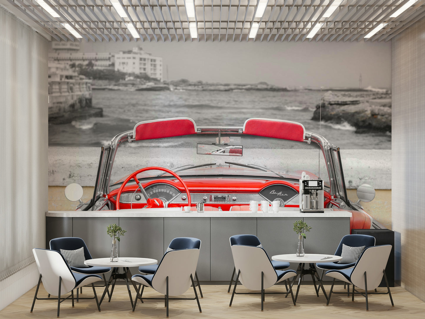 The colors are primarily red and chrome.

