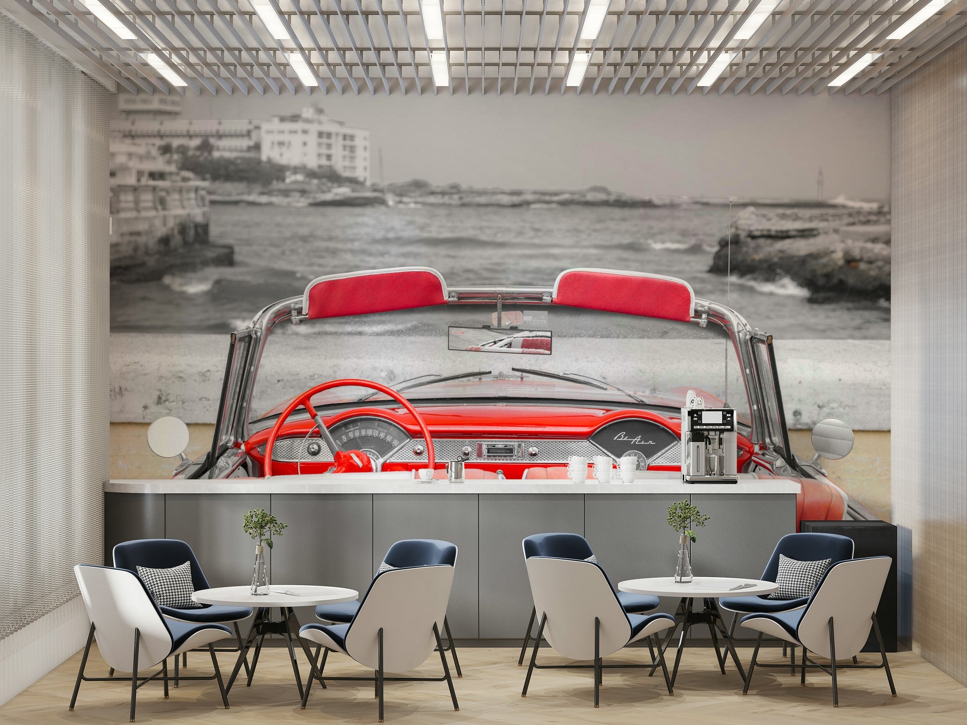 The colors are primarily red and chrome.

