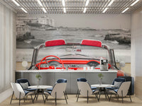 The colors are primarily red and chrome.

