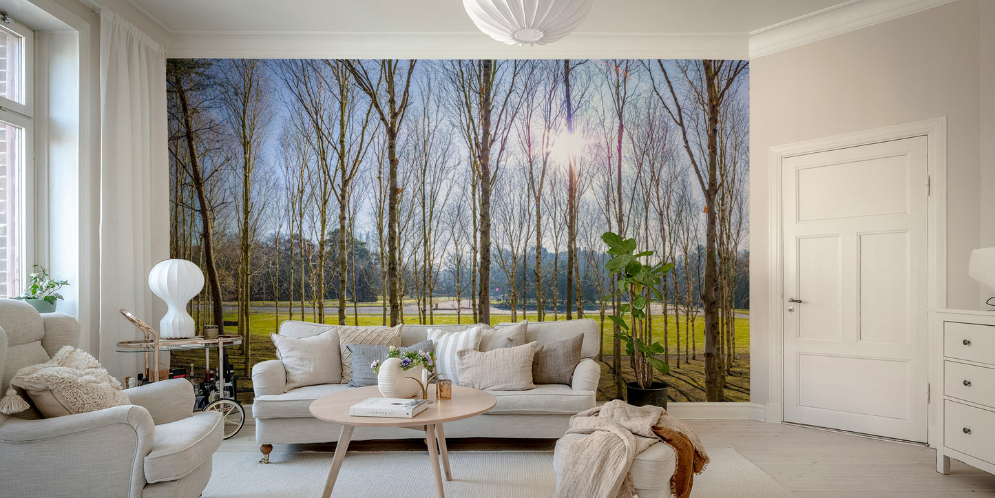 The mural gives a feeling of being in a quiet forest.

