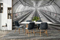 The colors are deep grays, blacks, and whites.

