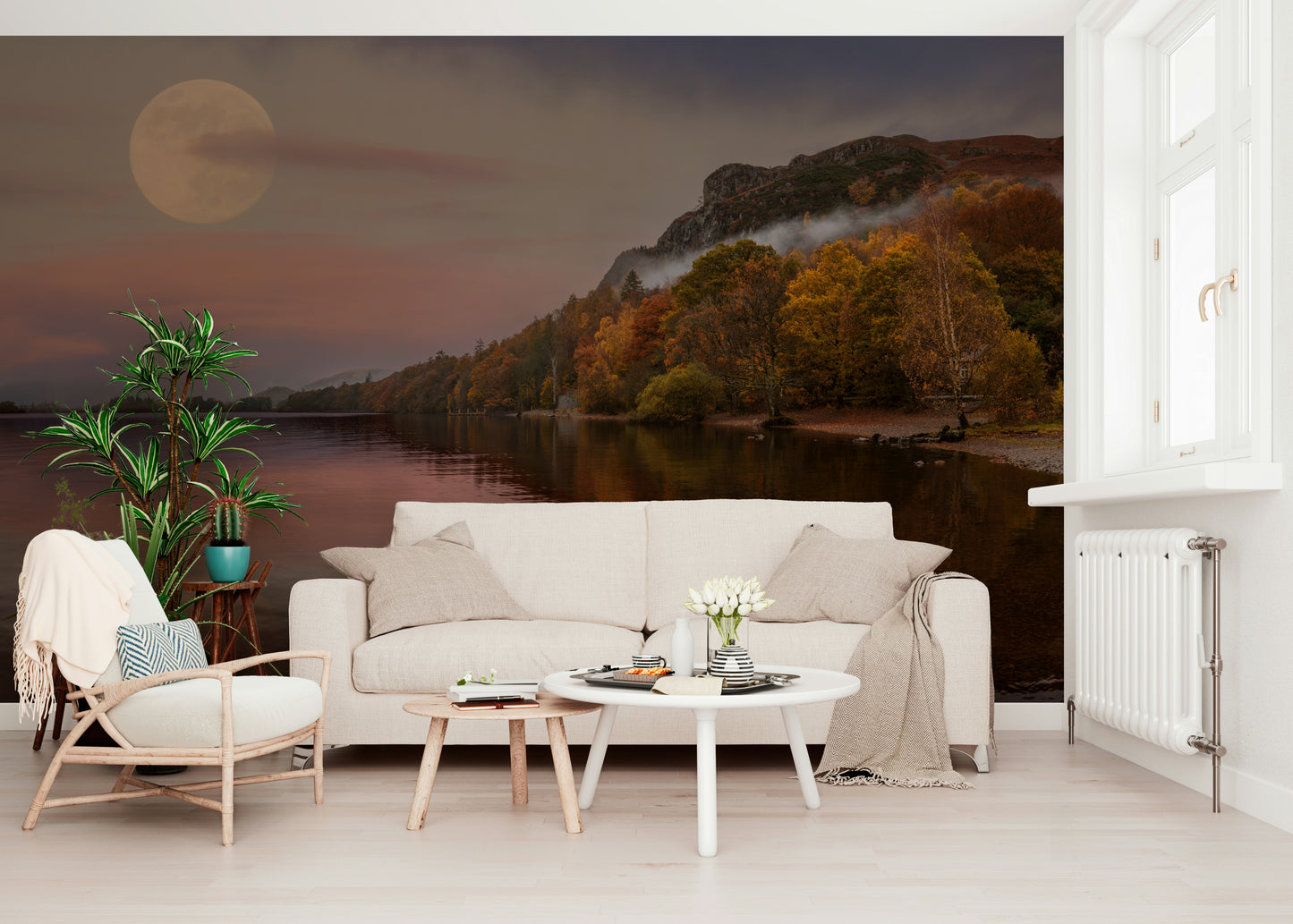 Autumnal Lake's Moon Wall Mural