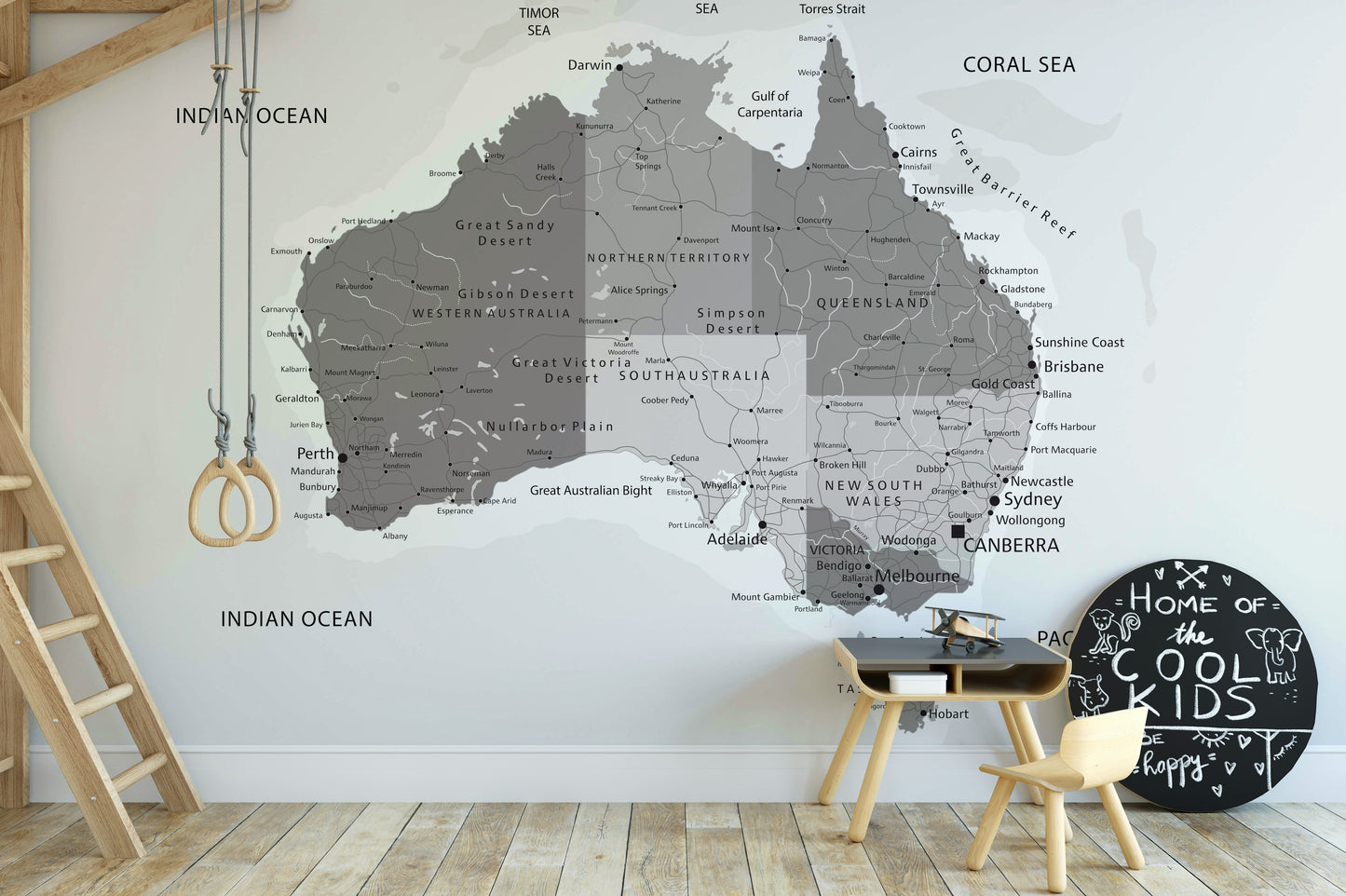 The design is non-realistic and interpretive.

