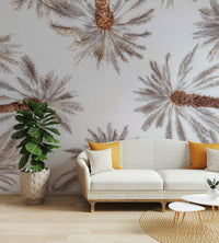 The image shows the tops of several palm trees.

