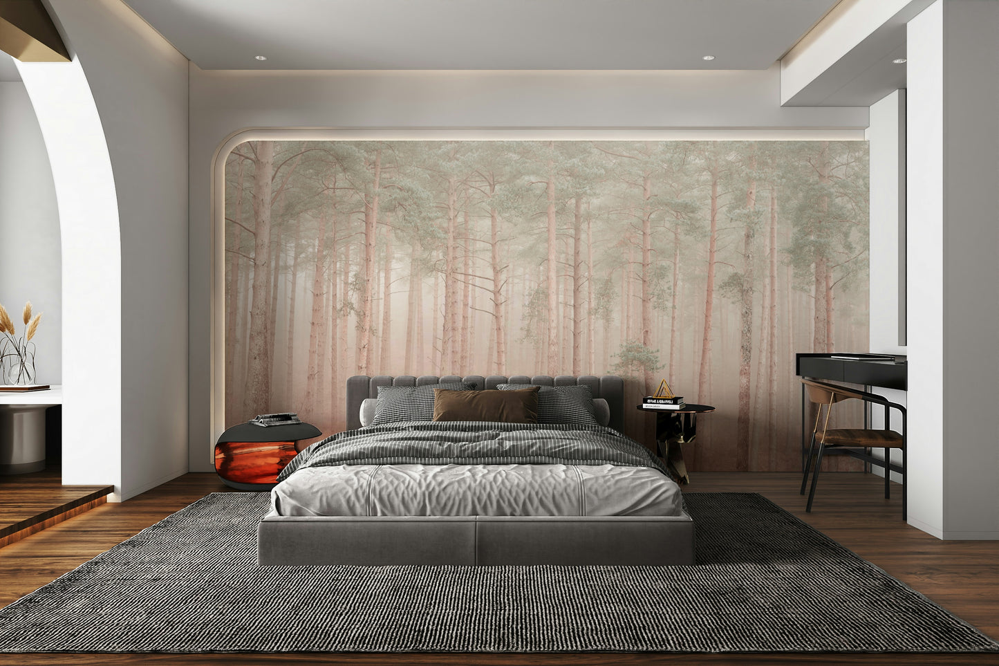 A thick layer of fog or mist fills the air.

