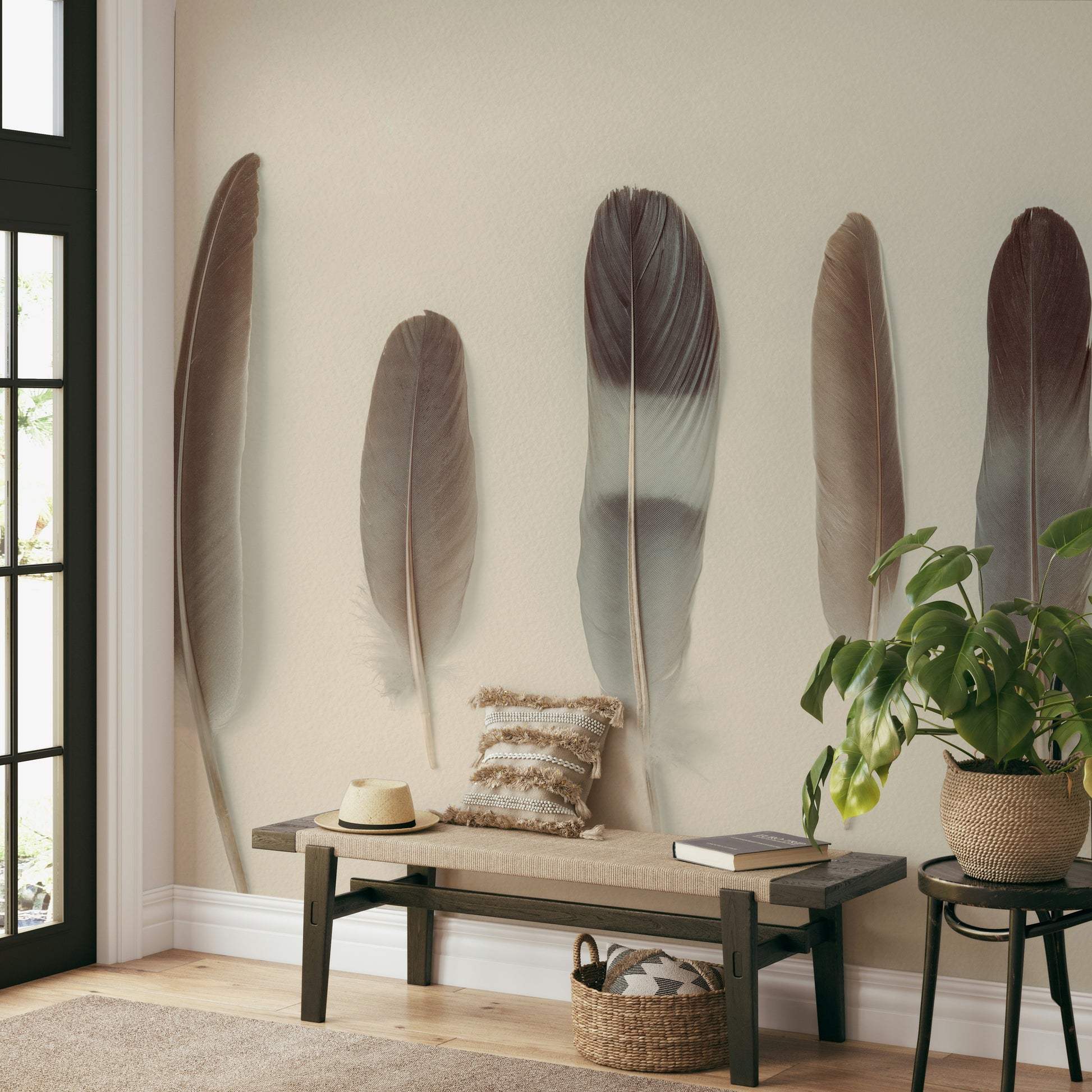 The feathers have soft, delicate textures.

