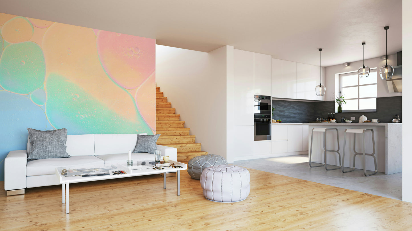 The colors are soft, pastel, and iridescent.

