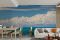 The ocean and sky are divided by a clear horizon line.

