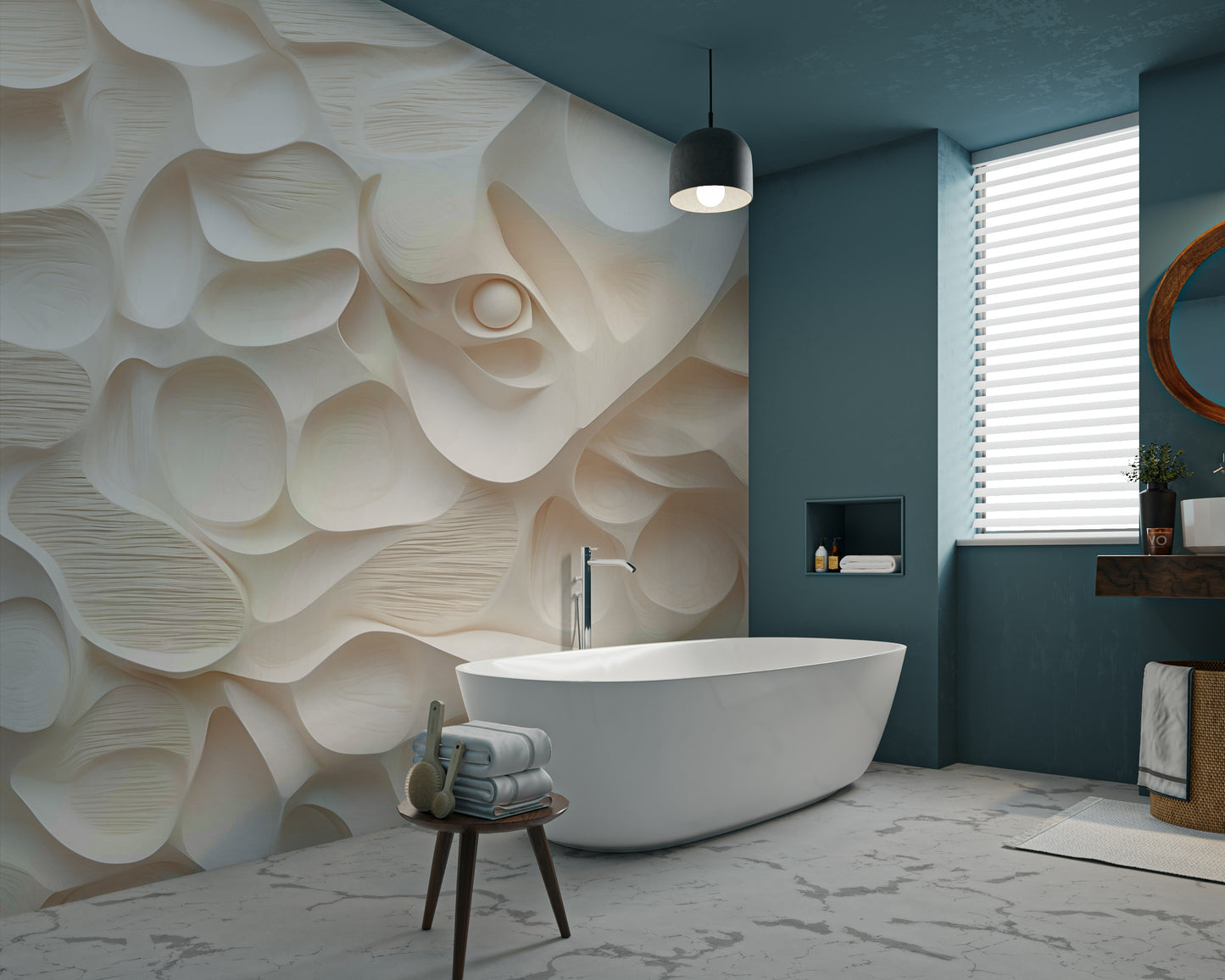 The sculpted surface is the central focus of the image.

