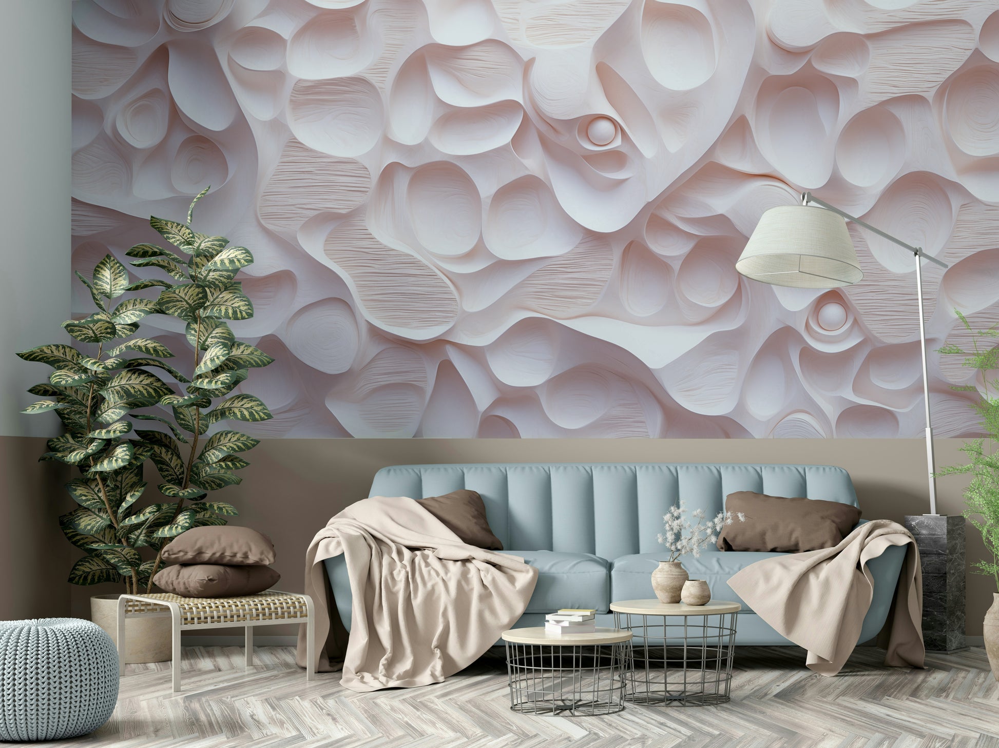 The sculpted surface is the central focus of the image.

