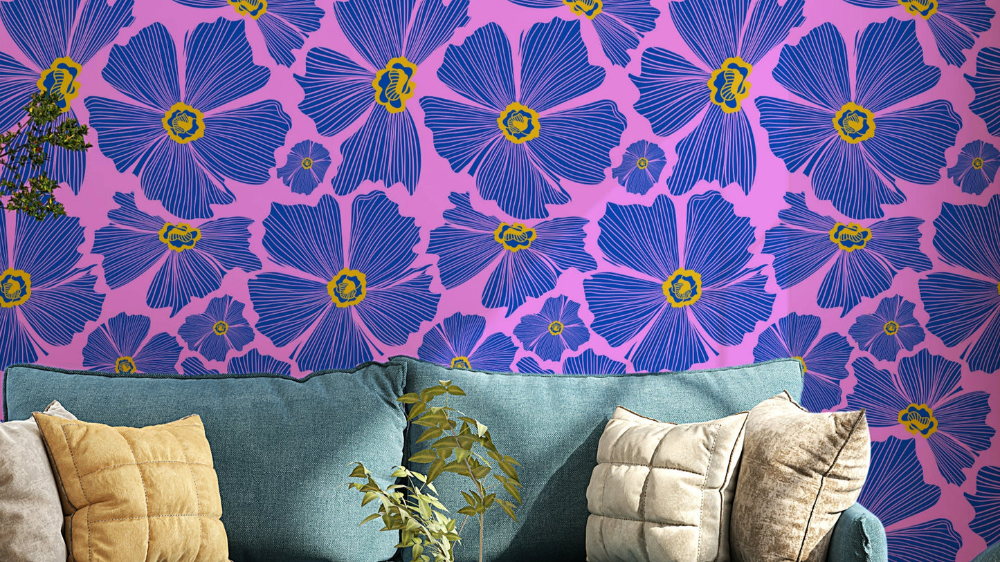 A wallpaper design with a floral burst pattern.

