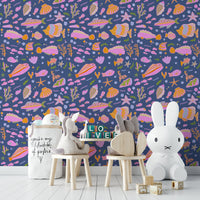 The colors are bright and cheerful tones.

