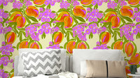 A wall mural of a peaceful mango garden pattern.

