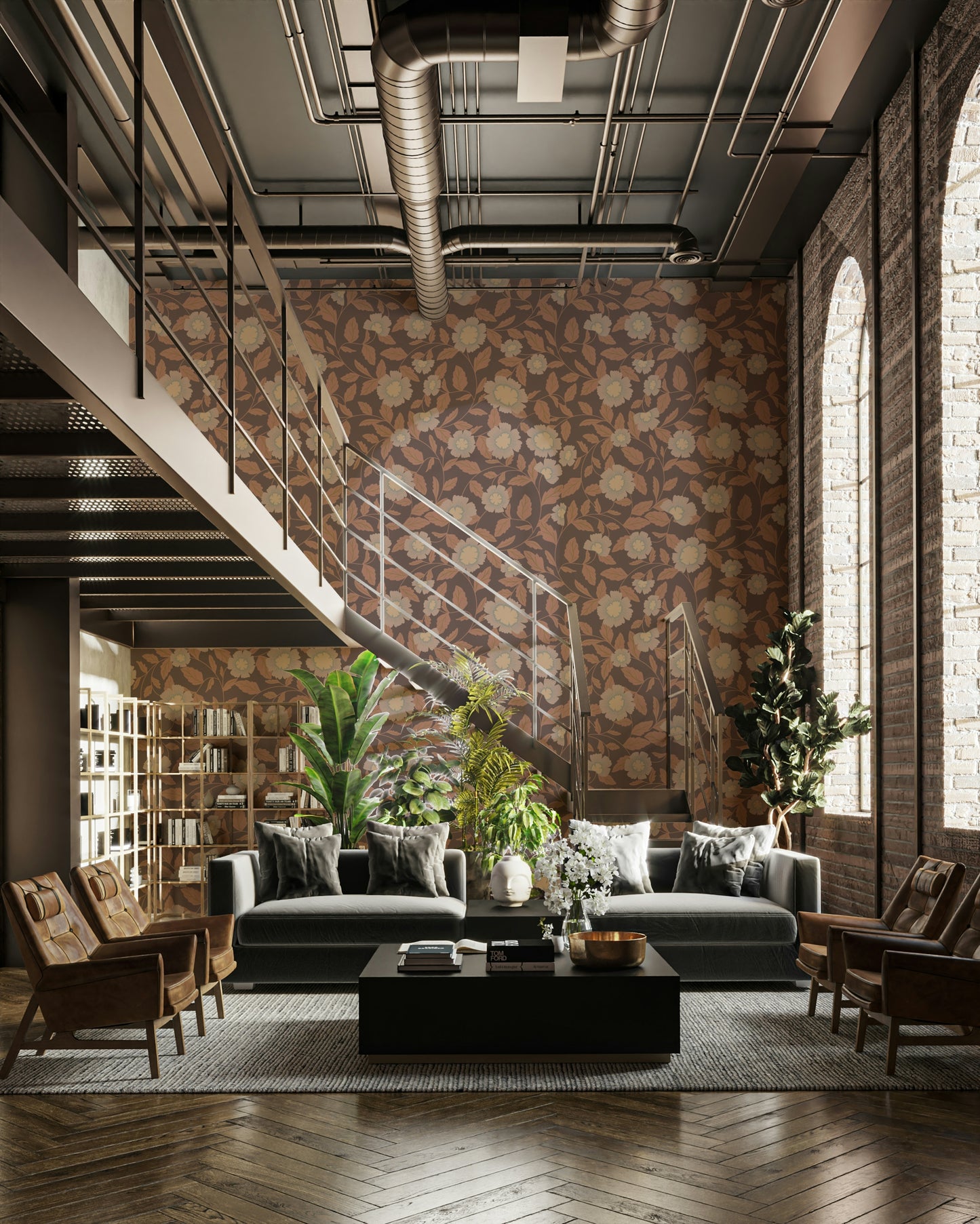 A wallpaper design with a floral pattern.

