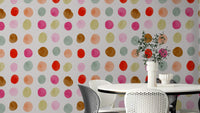 A wallpaper design with a watercolor dot pattern.

