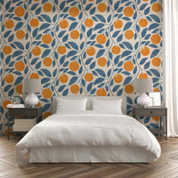 The colors are soft, muted tones of orange, green, and white.

