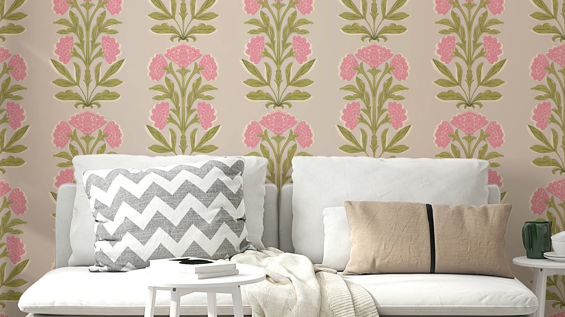 The composition is a symmetrical and repeating pattern.

