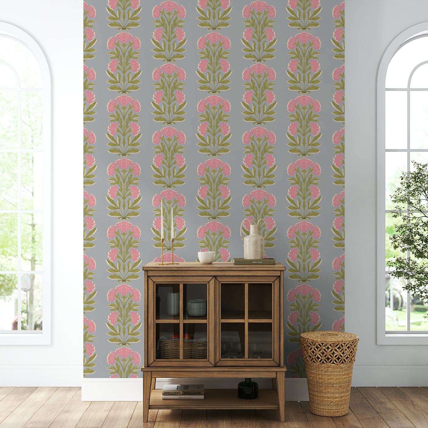 A wallpaper design with a floral pattern.

