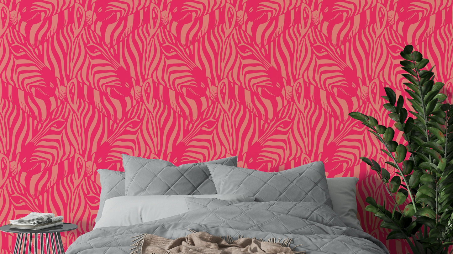 The colors are soft, muted tones of bright hot pink, blush, and peach.

