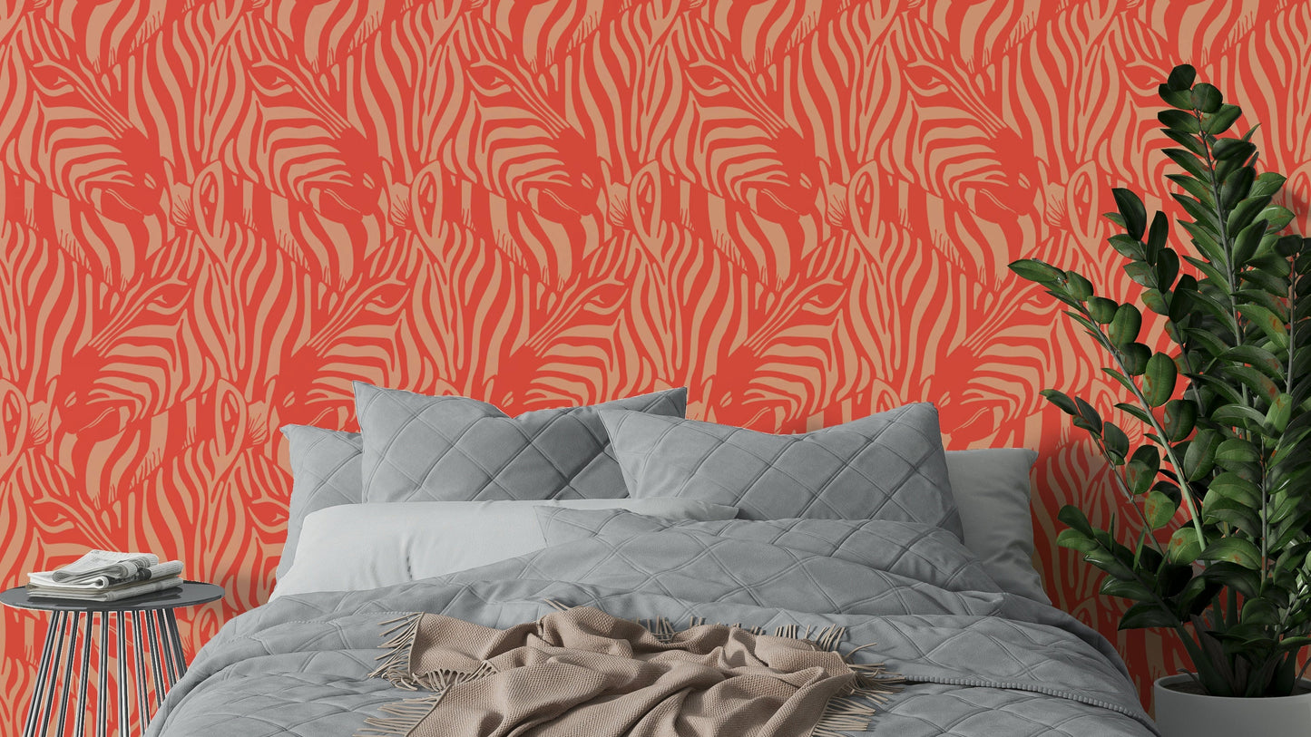 The colors are soft, muted tones of red, orange, and buff.

