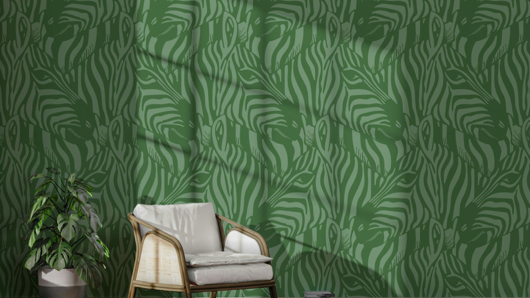 The colors are soft, muted tones of sage green and pastel green.

