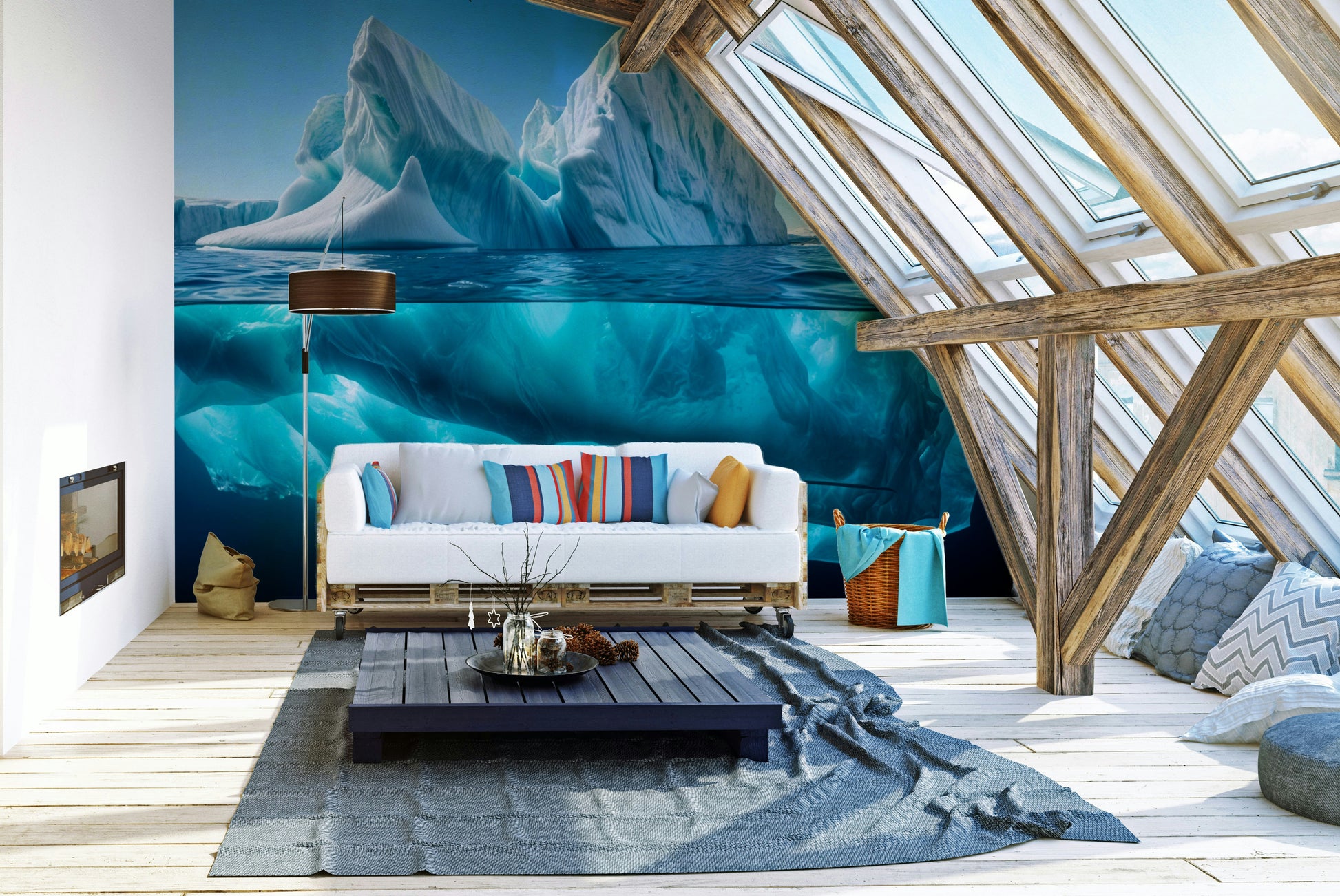 The arctic landscape is a central focus of the image.

