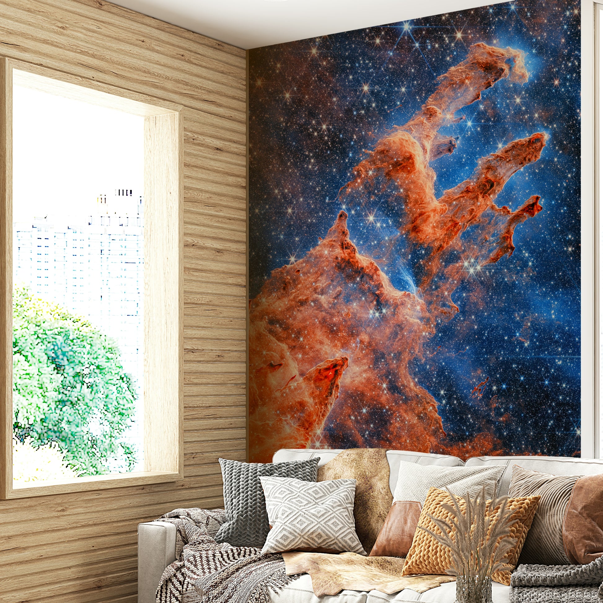 The design gives a feeling of quiet, cosmic beauty.

