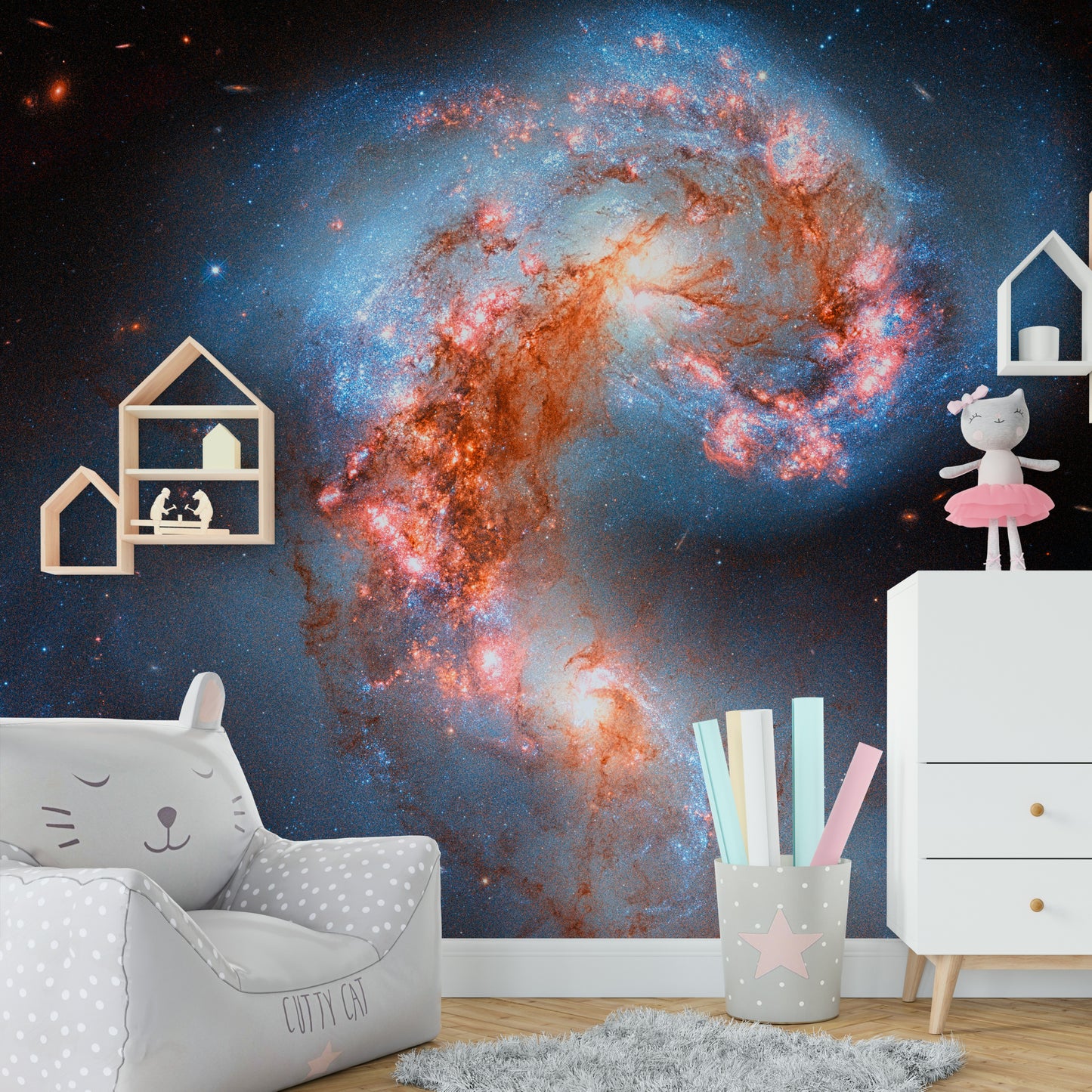 The design gives a feeling of quiet, cosmic beauty.

