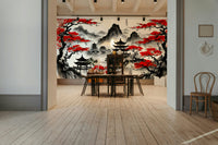 The pagoda and blossoms are a central focus of the image.

