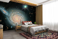 The image shows a peaceful, otherworldly scene with celestial elements.

