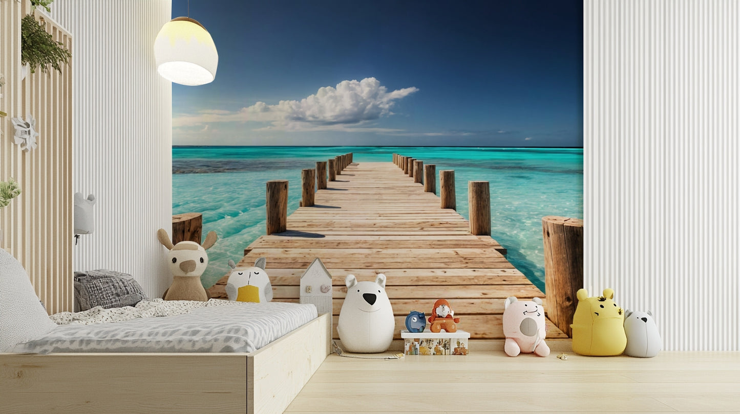 The image shows an artistic impression of a serene coastal scene.

