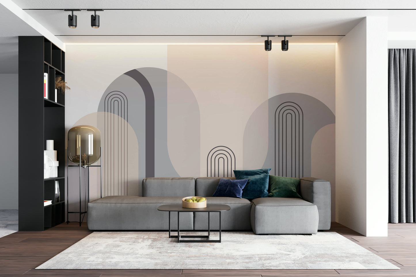 The image shows a peaceful, modern-style pattern with soft, curved shapes.

