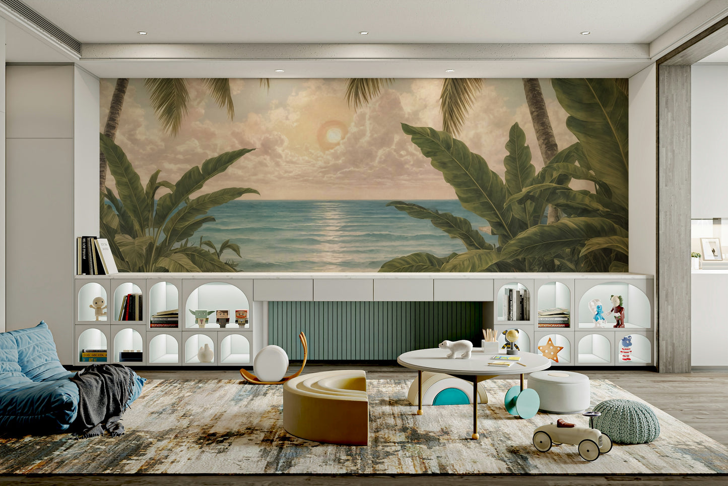 The coastal landscape is a central focus of the image.

