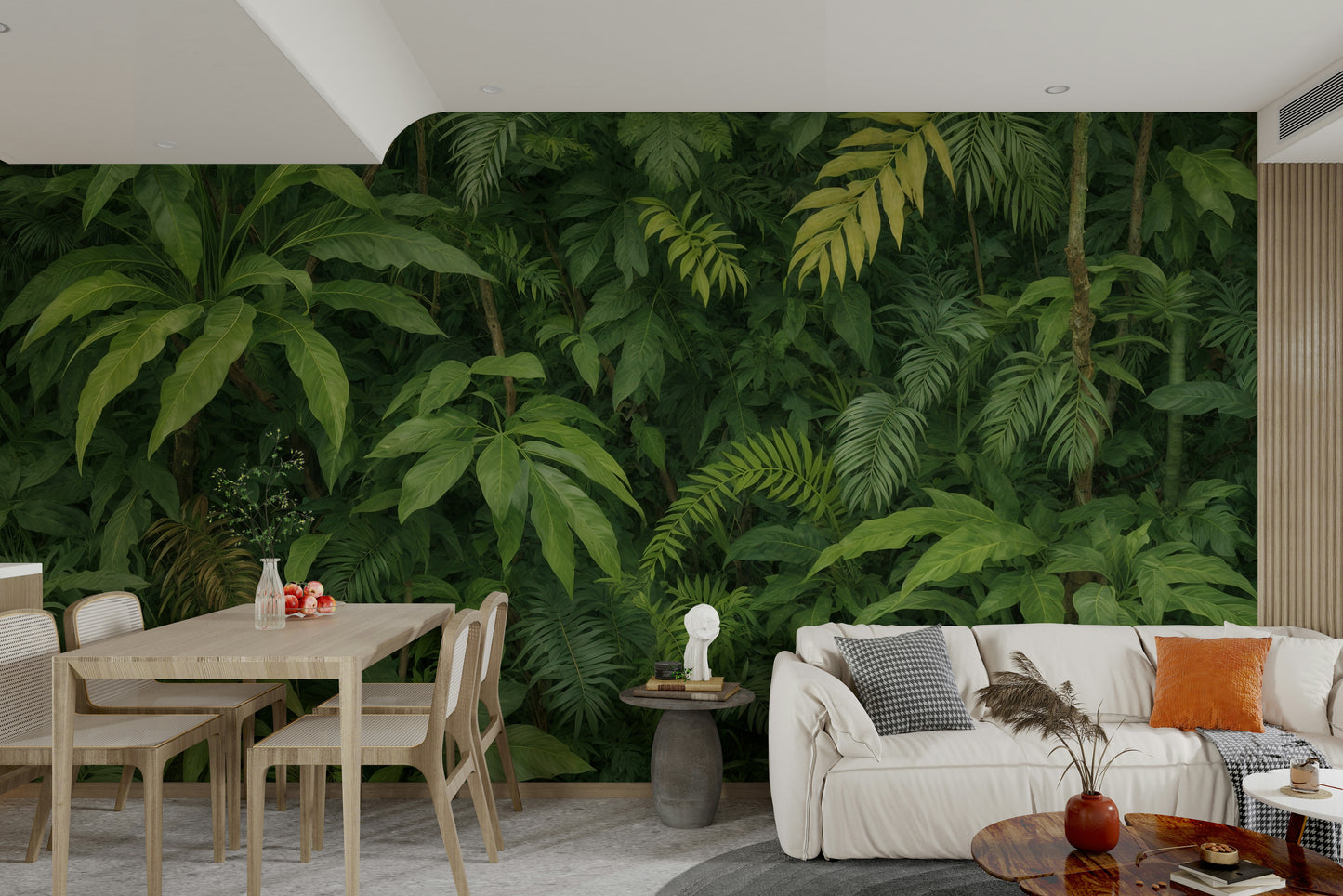 The image shows an artistic impression of a serene jungle scene.


