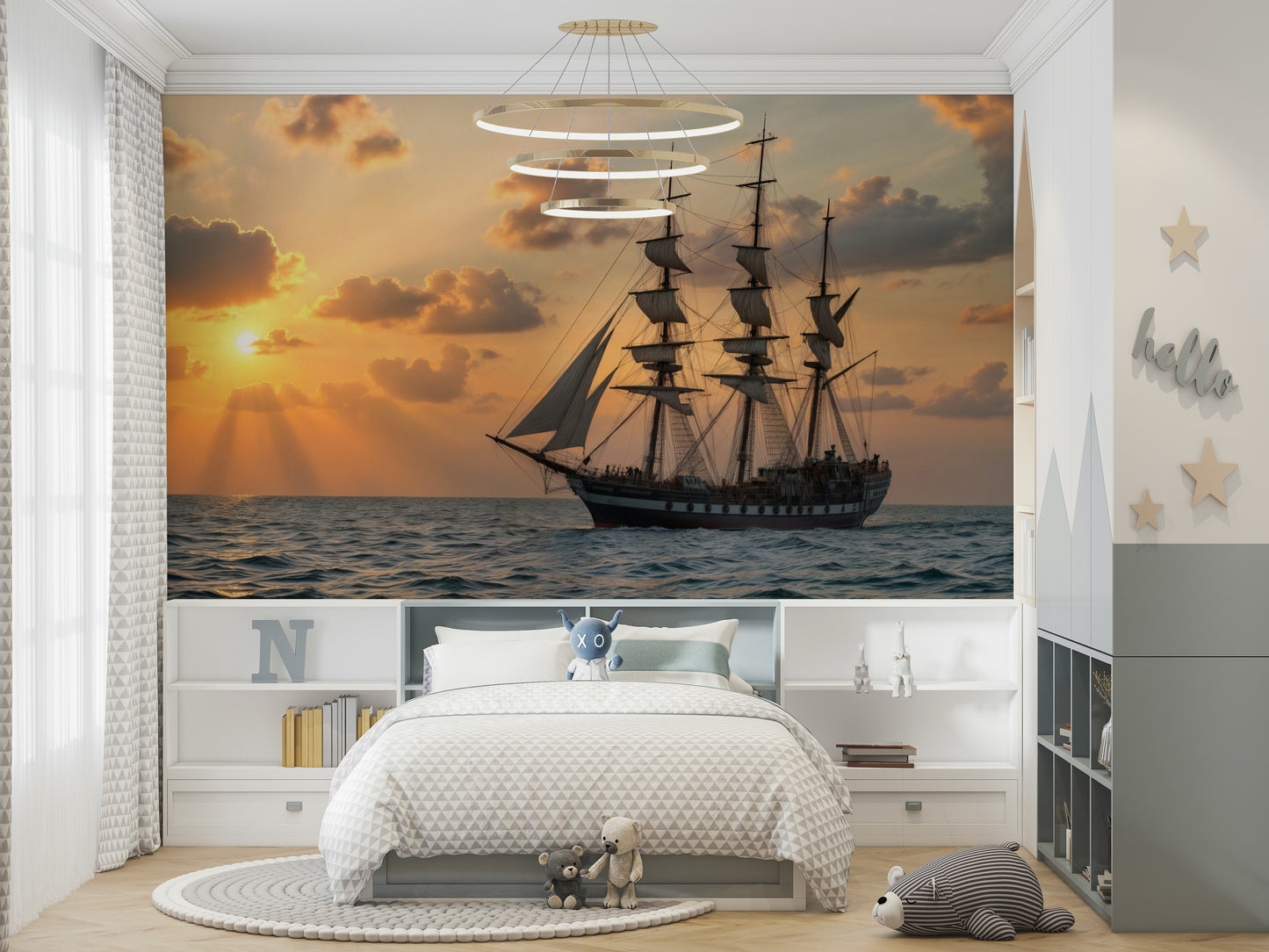 A close-up shot of the boat's silhouette against the sky.

