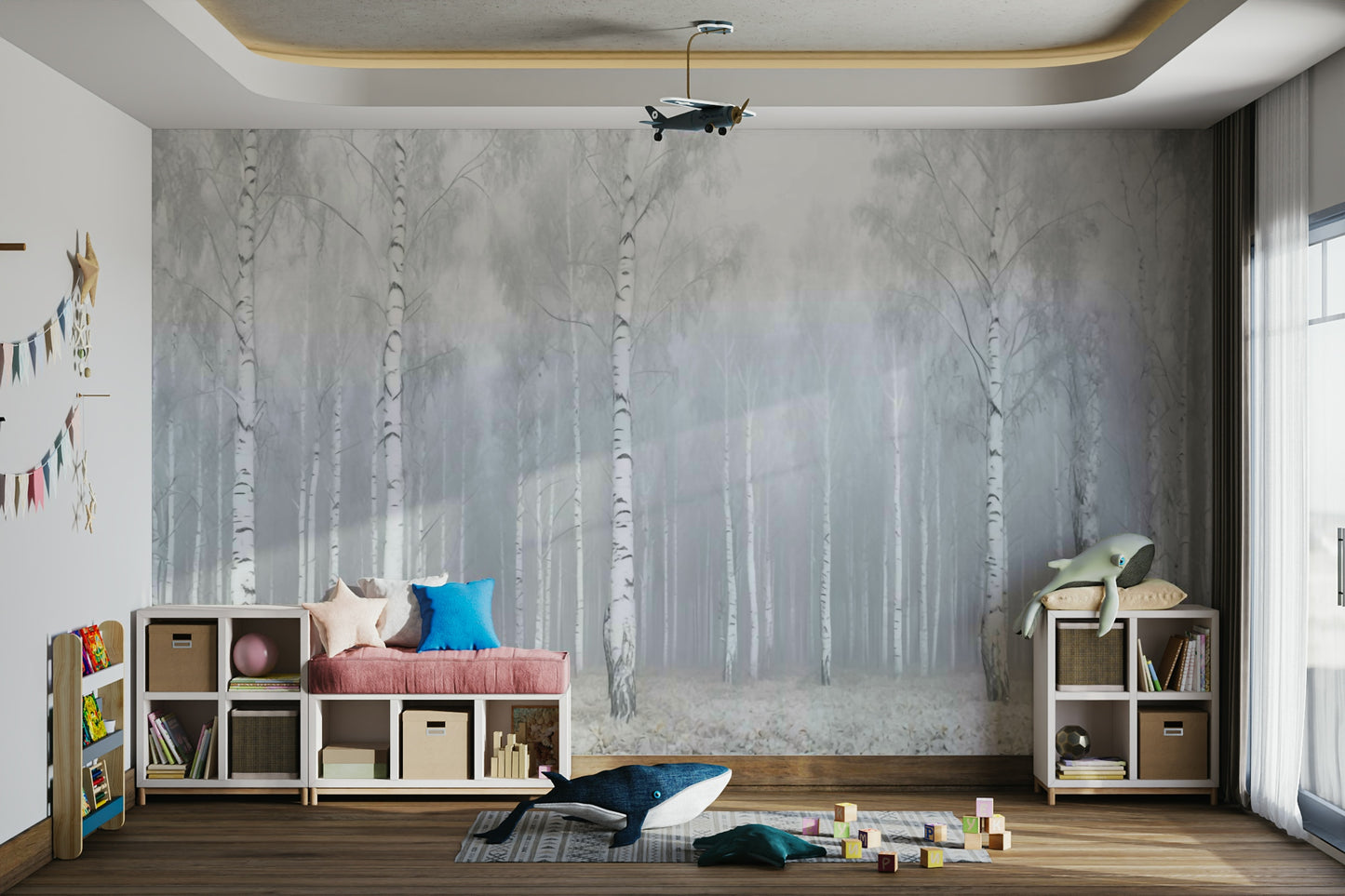 The scene is covered in a fresh, soft blanket of snow.

