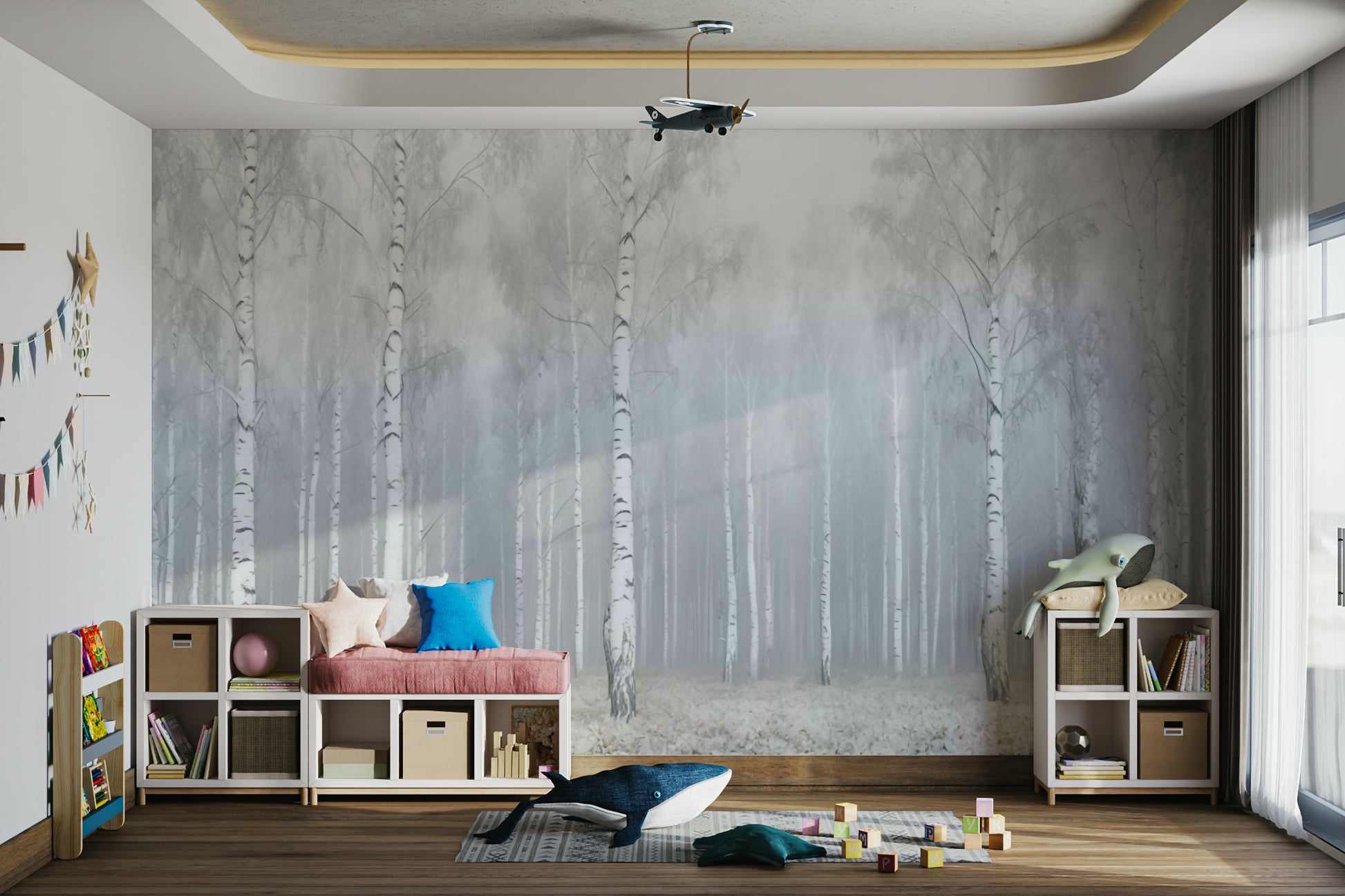 The scene is covered in a fresh, soft blanket of snow.

