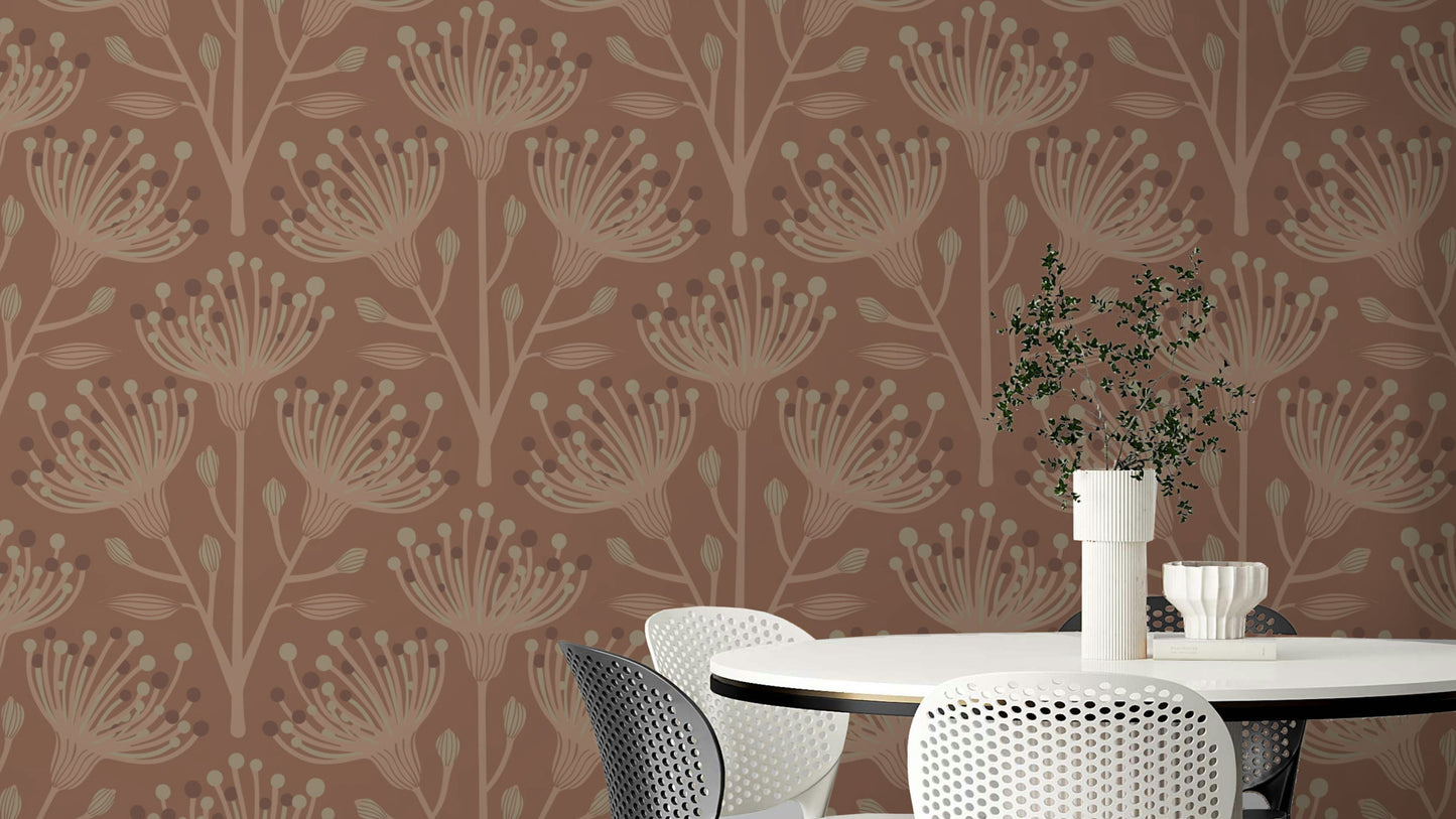 The eucalyptus and floral shapes are a central focus of the image.

