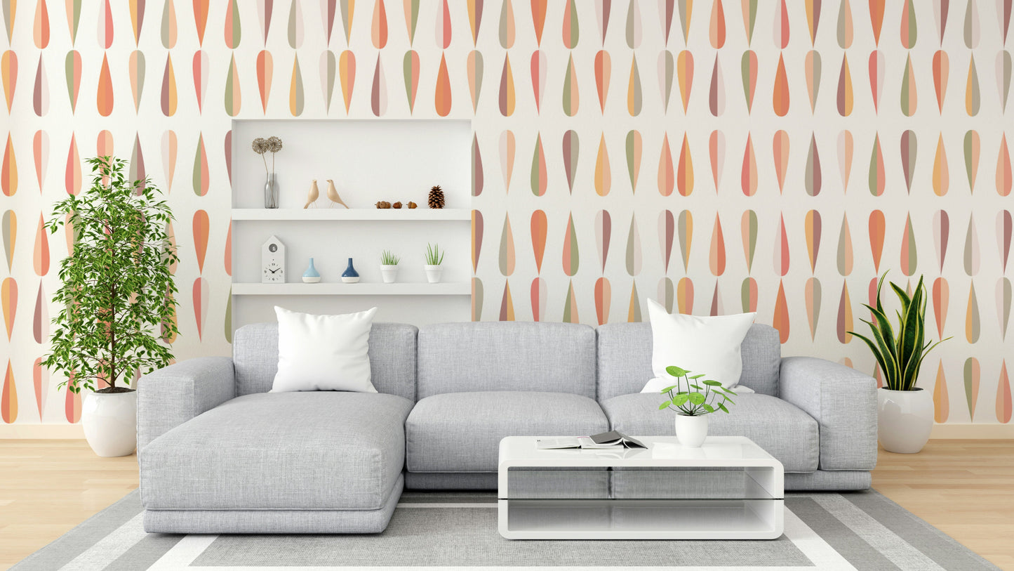 A wall mural of a peaceful teardrop pattern.

