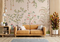 The colors are soft, muted tones of blue, green, pink, and gold.

