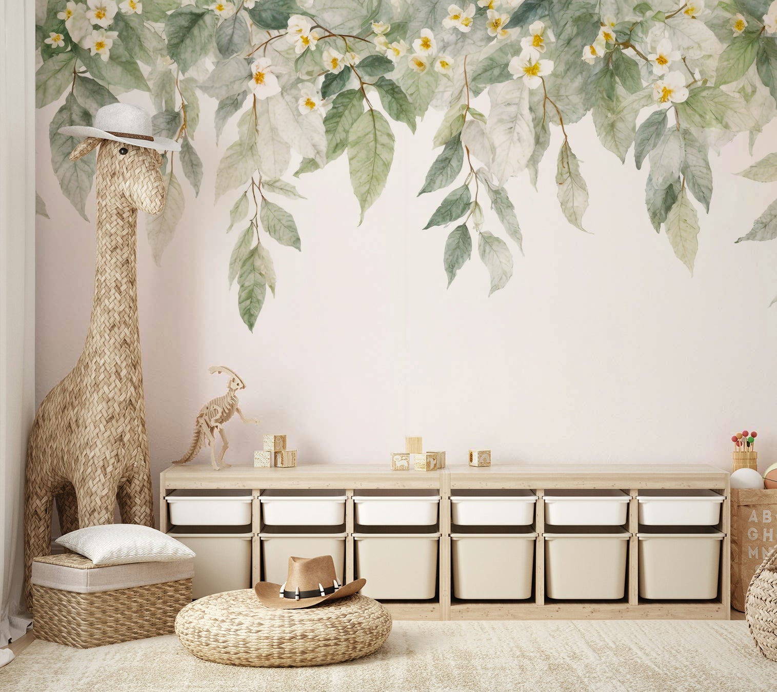 The floral blooms are a central focus of the image.

