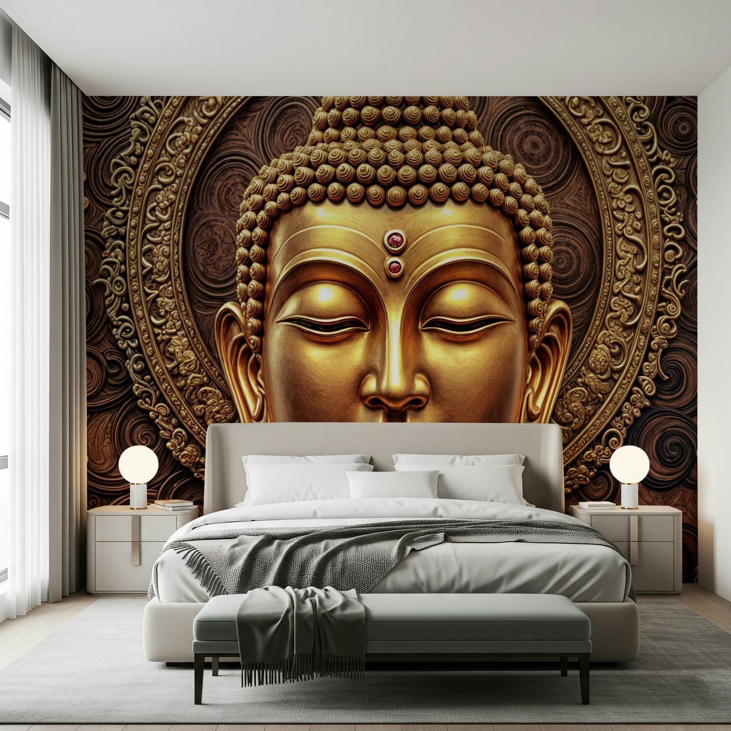Golden Buddha's Gaze Wall Mural