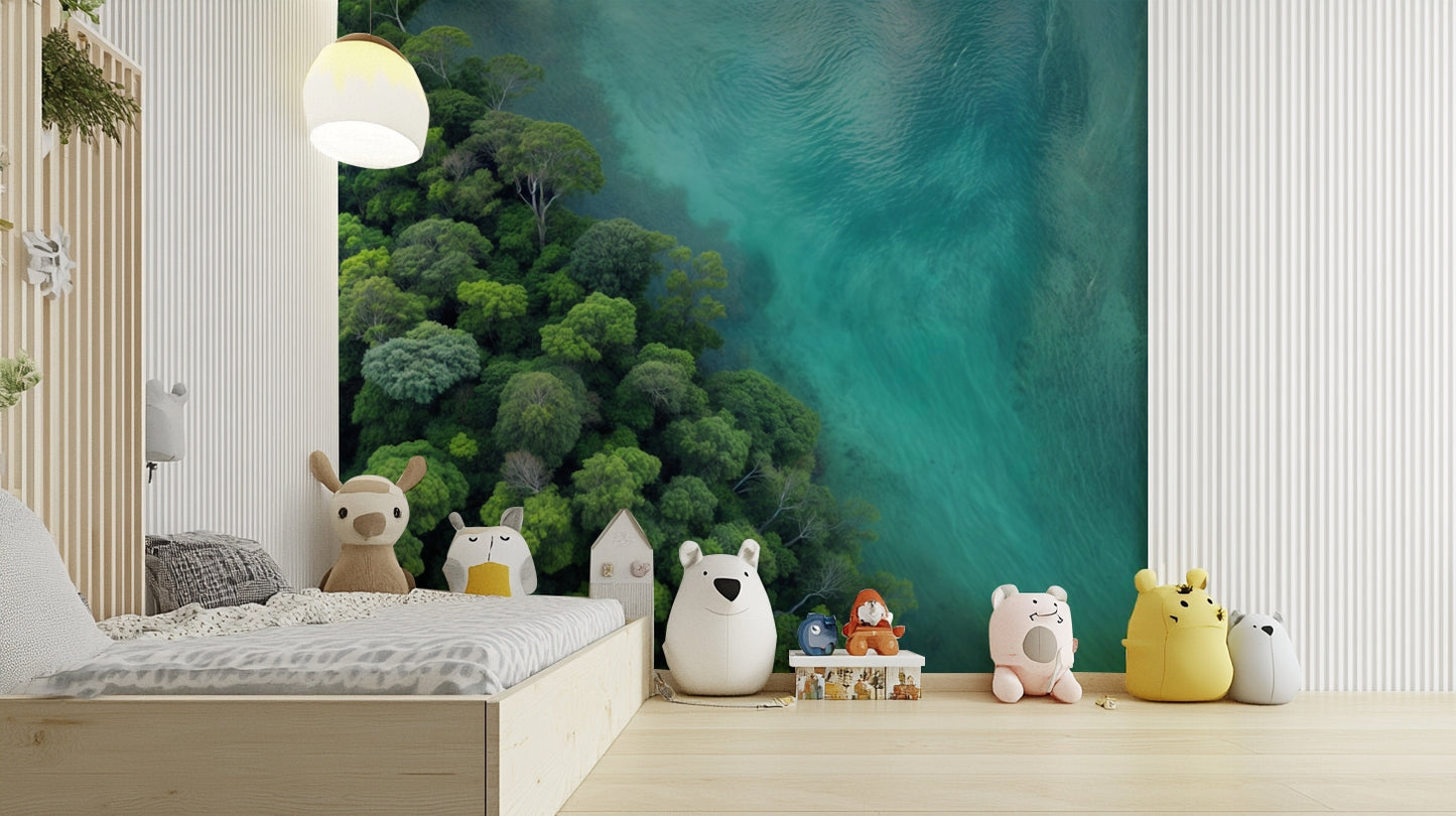 The rich, deep green of the canopy is the main color.
