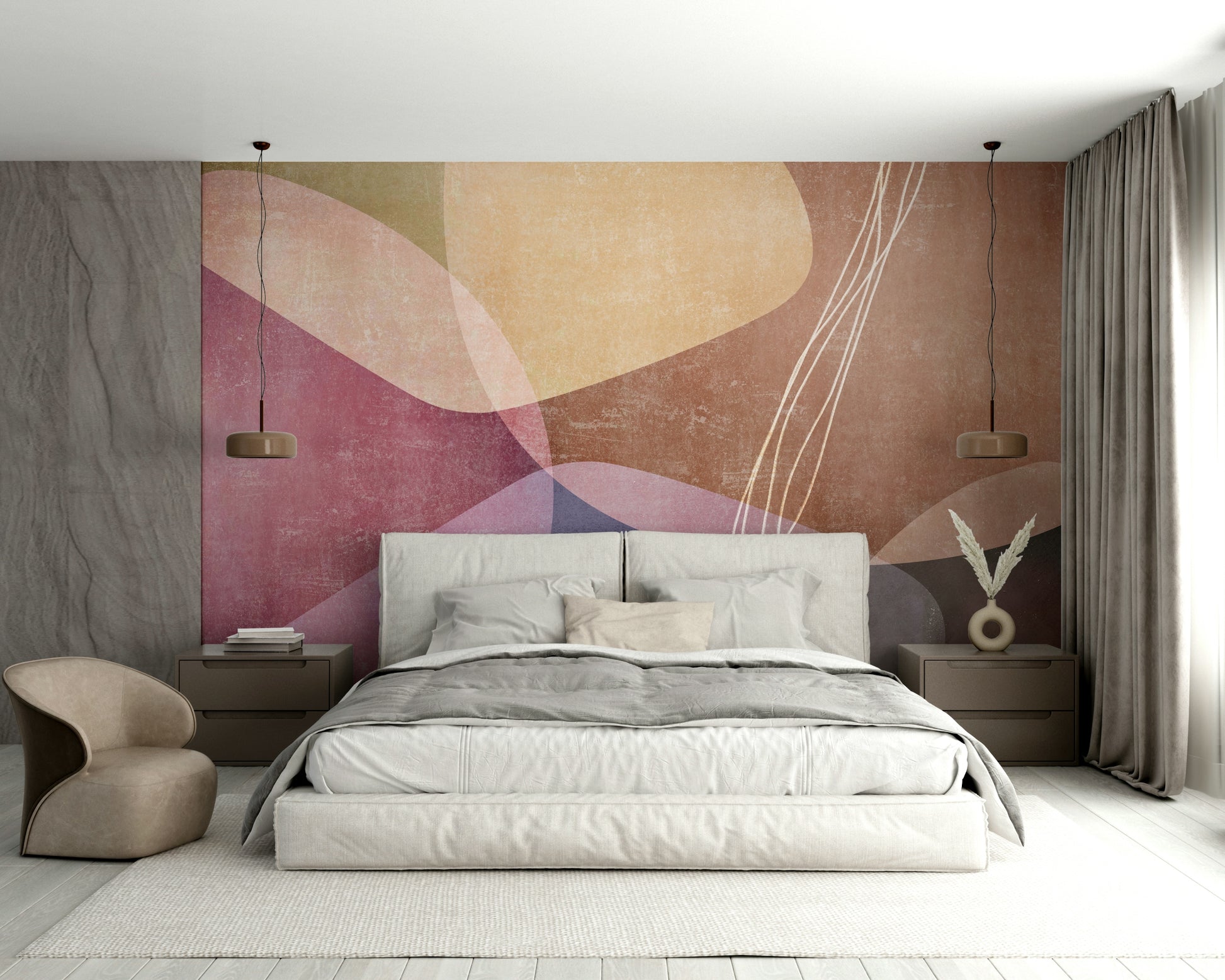 The artistic style is minimalist and contemporary.
