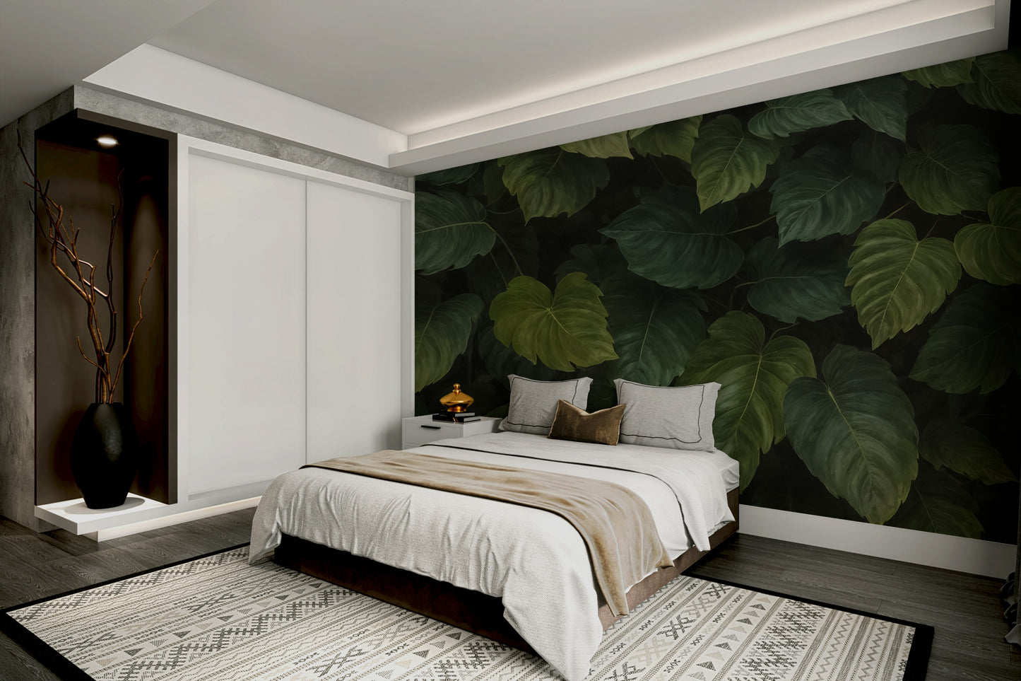 There is a sense of depth and layered leaves, like in a real forest.
