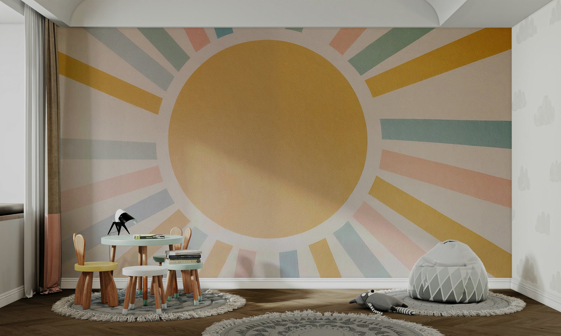 The art style is simple and soft, almost like a watercolor painting.
