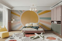 A peaceful landscape, like a meadow or a simple field, is visible.
