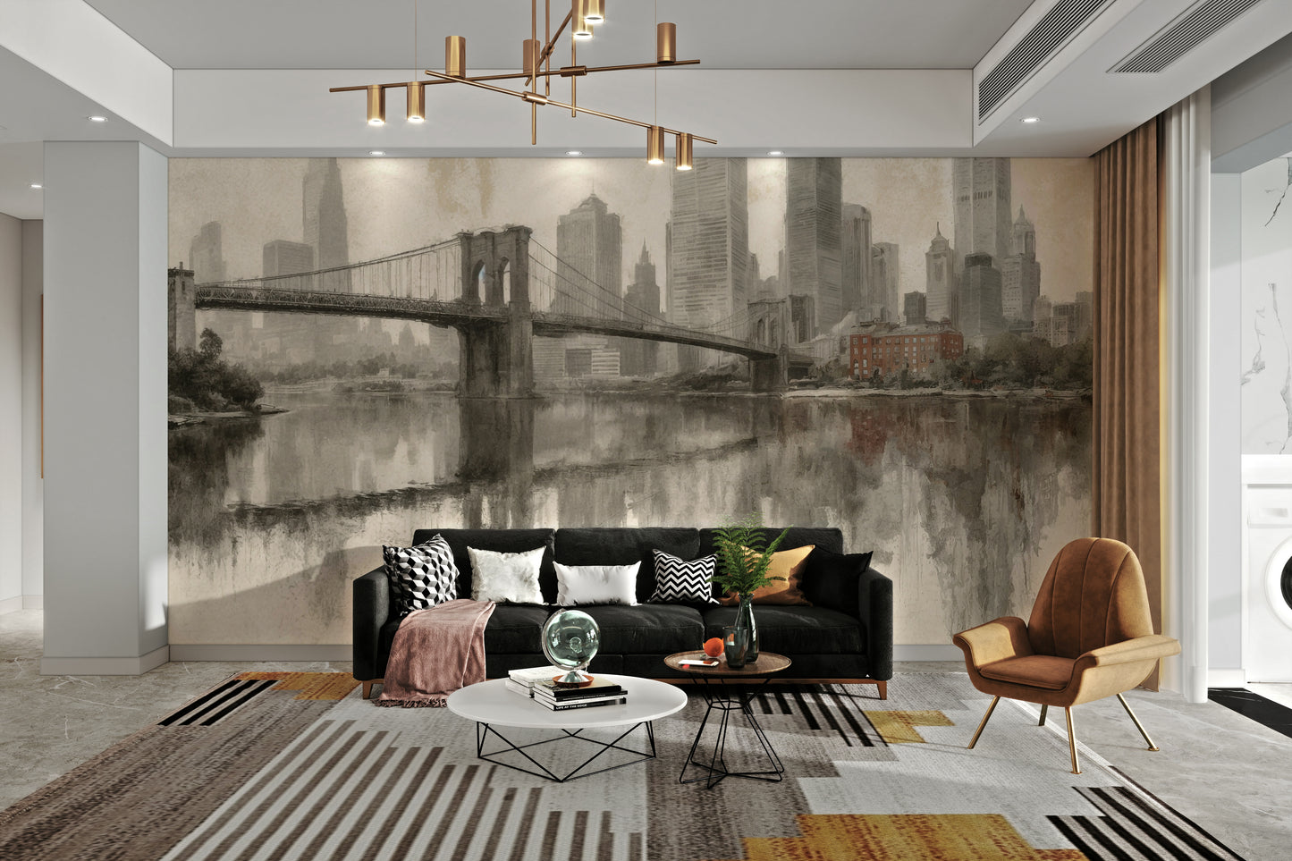 The mural is a high-quality print with smooth color transitions.
